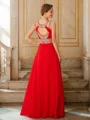 A-Line/Princess Scoop Floor-Length Chiffon Mother of the Bride Dresses With Leg Slit