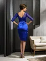 Sheath/Column Other Knee-Length Silk Like Satin Mother of the Bride Dresses With Beading
