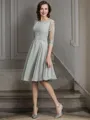 A-Line/Princess Scoop Knee-Length Chiffon Mother of the Bride Dresses With Appliques Lace