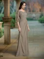 A-Line/Princess Scoop Floor-Length Chiffon Mother of the Bride Dresses With Appliques Lace