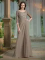 A-Line/Princess Scoop Floor-Length Chiffon Mother of the Bride Dresses With Appliques Lace