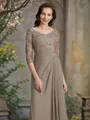A-Line/Princess Scoop Floor-Length Chiffon Mother of the Bride Dresses With Appliques Lace