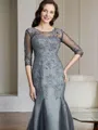 Sheath/Column Scoop Floor-Length Tulle Mother of the Bride Dresses With Appliques Lace