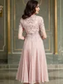 A-Line/Princess Scoop Tea-Length Chiffon Mother of the Bride Dresses