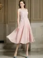 A-Line/Princess Scoop Tea-Length Chiffon Mother of the Bride Dresses