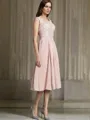 A-Line/Princess Scoop Tea-Length Chiffon Mother of the Bride Dresses