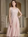 A-Line/Princess Scoop Tea-Length Chiffon Mother of the Bride Dresses