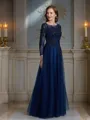 A-Line/Princess Scoop Floor-Length Tulle Mother of the Bride Dresses