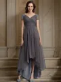 A-Line/Princess V-neck Asymmetrical Tulle Mother of the Bride Dresses
