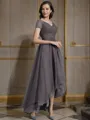 A-Line/Princess V-neck Asymmetrical Tulle Mother of the Bride Dresses