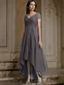 A-Line/Princess V-neck Asymmetrical Tulle Mother of the Bride Dresses