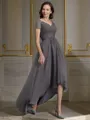 A-Line/Princess V-neck Asymmetrical Tulle Mother of the Bride Dresses