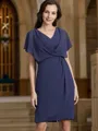 Sheath/Column V-neck Knee-Length Chiffon Mother of the Bride Dresses