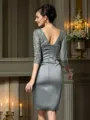 Sheath/Column Scoop Knee-Length Satin Mother of the Bride Dresses With Beading