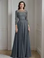 A-Line/Princess Bateau Floor-Length Chiffon Mother of the Bride Dresses