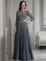A-Line/Princess Bateau Floor-Length Chiffon Mother of the Bride Dresses