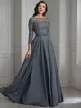 A-Line/Princess Bateau Floor-Length Chiffon Mother of the Bride Dresses