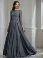 A-Line/Princess Bateau Floor-Length Chiffon Mother of the Bride Dresses