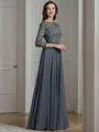 A-Line/Princess Bateau Floor-Length Chiffon Mother of the Bride Dresses