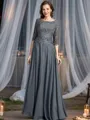 A-Line/Princess Scoop Floor-Length Chiffon Mother of the Bride Dresses