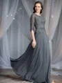 A-Line/Princess Scoop Floor-Length Chiffon Mother of the Bride Dresses