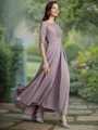 A-Line/Princess Scoop Asymmetrical Chiffon Mother of the Bride Dresses