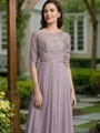 A-Line/Princess Scoop Asymmetrical Chiffon Mother of the Bride Dresses