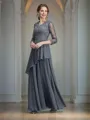 A-Line/Princess V-neck Floor-Length Chiffon Mother of the Bride Dresses With Ruffles