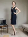 Sheath/Column V-neck Knee-Length Chiffon Mother of the Bride Dresses With Ruffles