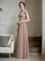 A-Line/Princess Scoop Floor-Length Chiffon Mother of the Bride Dresses With Appliques Lace
