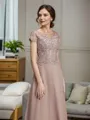 A-Line/Princess Scoop Floor-Length Chiffon Mother of the Bride Dresses With Appliques Lace