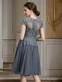A-Line/Princess V-neck Knee-Length Chiffon Mother of the Bride Dresses With Appliques Lace
