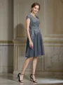 A-Line/Princess V-neck Knee-Length Chiffon Mother of the Bride Dresses With Appliques Lace