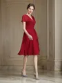 A-Line/Princess V-neck Knee-Length Chiffon Mother of the Bride Dresses With Ruffles