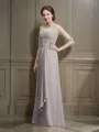 A-Line/Princess Sheer Neck Floor-Length Chiffon Mother of the Bride Dresses With Ruffles