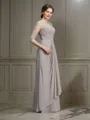 A-Line/Princess Sheer Neck Floor-Length Chiffon Mother of the Bride Dresses With Ruffles