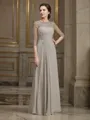A-Line/Princess Scoop Floor-Length Chiffon Mother of the Bride Dresses With Ruffles