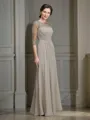 A-Line/Princess Scoop Floor-Length Chiffon Mother of the Bride Dresses With Ruffles