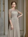 A-Line/Princess Scoop Floor-Length Chiffon Mother of the Bride Dresses With Ruffles