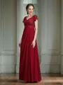 A-Line/Princess V-neck Floor-Length Chiffon Mother of the Bride Dresses With Ruffles