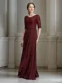 A-Line/Princess V-neck Floor-Length Chiffon Mother of the Bride Dresses With Ruffles