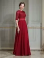 A-Line/Princess Scoop Floor-Length Chiffon Mother of the Bride Dresses With Appliques Lace