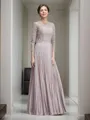 A-Line/Princess Scoop Floor-Length Chiffon Mother of the Bride Dresses With Lace