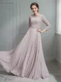 A-Line/Princess Scoop Floor-Length Chiffon Mother of the Bride Dresses With Lace