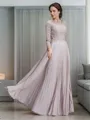 A-Line/Princess Scoop Floor-Length Chiffon Mother of the Bride Dresses With Lace