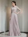 A-Line/Princess Scoop Floor-Length Chiffon Mother of the Bride Dresses With Lace