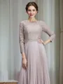 A-Line/Princess Scoop Floor-Length Chiffon Mother of the Bride Dresses With Lace