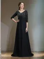 A-Line/Princess V-neck Floor-Length Chiffon Mother of the Bride Dresses With Beading