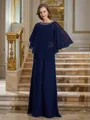 Sheath/Column Scoop Floor-Length Chiffon Mother of the Bride Dresses With Beading