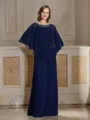 Sheath/Column Scoop Floor-Length Chiffon Mother of the Bride Dresses With Beading